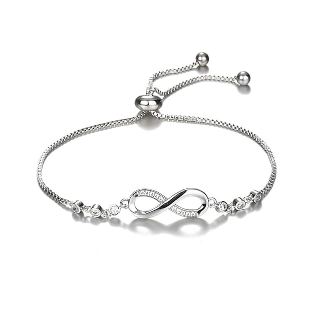 Aza Studio Endless Love Crystal Infinity Bracelet for Women CZ Diamonds Latest Stylish Adjustable Charm Tennis Bracelet for Girls