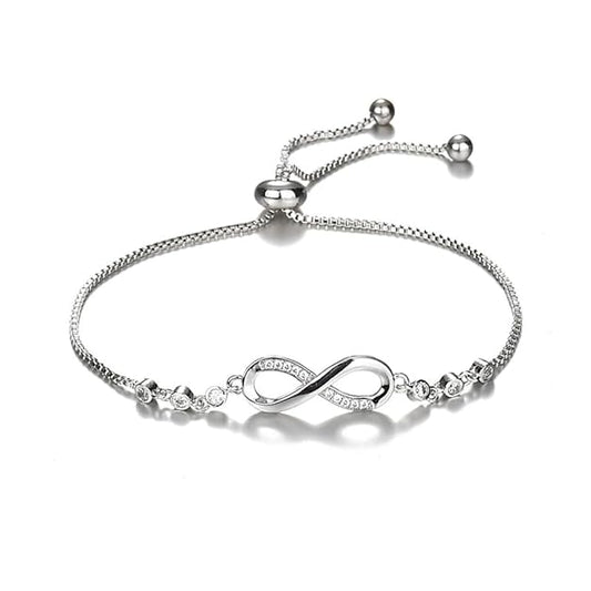Aza Studio Endless Love Crystal Infinity Bracelet for Women CZ Diamonds Latest Stylish Adjustable Charm Tennis Bracelet for Girls