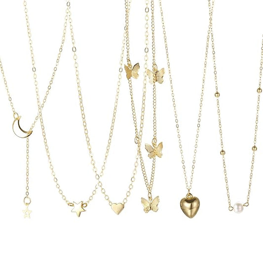 Aza Studio 5-7 Pcs Combo Latest Stylish Western Necklace Set for Women Pendant Necklace Gifts for Girls