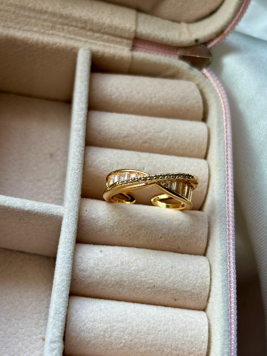 Gold Plated Beauty- Radiant Sparkle Stainless Steel Ring