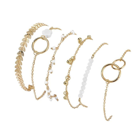 Aza Latest Stylish Multilayer Gold Plated Bangle Bracelet for Women and Girls (15752b) Set of 6